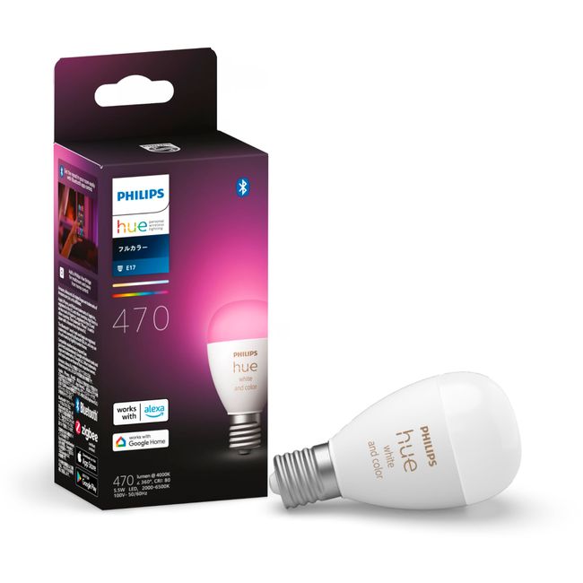 Philips Hue E17 40W Full Color Smart Light Bulb E17 40W Full Color 1 Pack - Philips Hue LED Light Smart Light Compatible with Alexa Lighting 470lm Multi-Color 16 Million Light Bulb Color Daylight