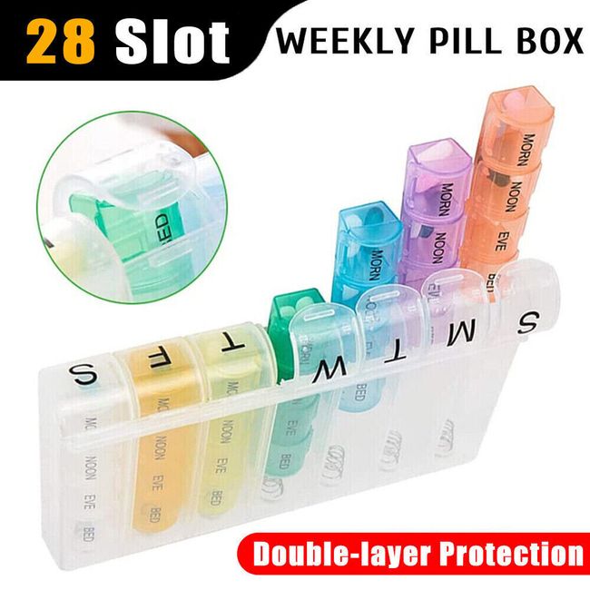 Weekly Pill Box Organizer 7 Day Organizer Case Pop Up Medicine Storage Container