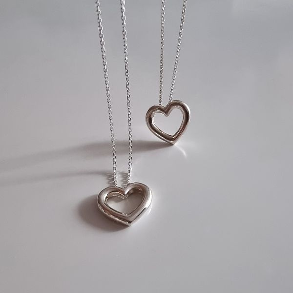 925 silver necklace volume heart silver necklace