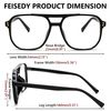 FEISEDY 2Pack Blue Light Blocking Glasses Fake Nerd Clear Square Computer Lightweight Pilot Glasses Frame Oversized B2866