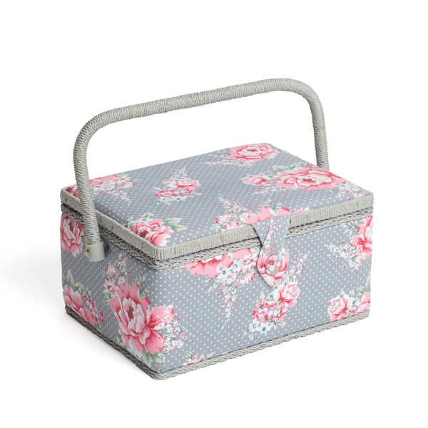 Hobbygift Groves Exclusive Print Collection: Sewing Box (M): Beautiful Bloom, Cotton Blend, 18.5x26x15 cm