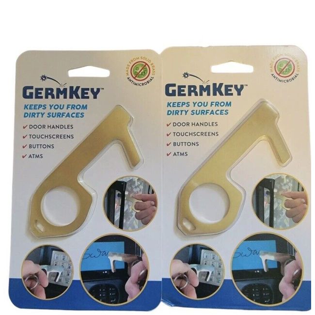 2 NEW YouTheFan USA GermKey No Touch Hand Tool Made From Antimicrobial Brass