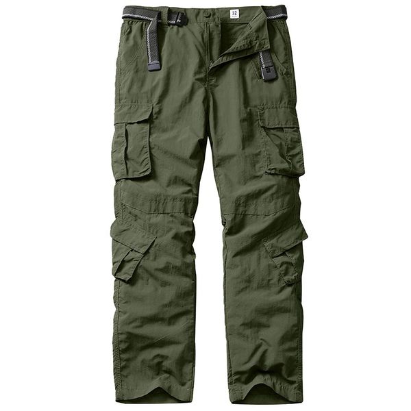 linlon Men's Outdoor Casual Quick Drying Lightweight Hiking Cargo Pants with 8 Pockets,Army Green,38