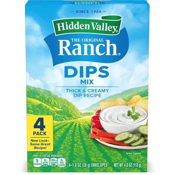 Hidden Valley Ranch Dipping Sauce Mix, Thick & Creamy Ranch Dipping Sauce, Gluten Free Dipping Sauce, Keto Friendly Dip, 1 Ounce (Pack of 4)