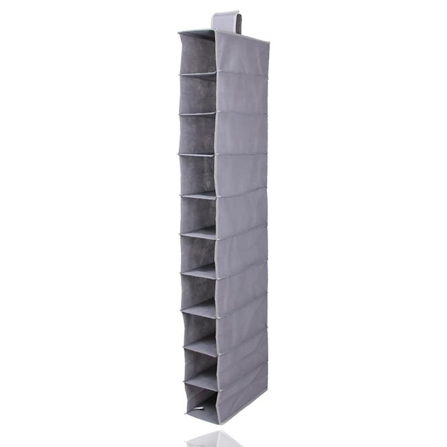 Hanging Storage, Clothes Rack, 10 Tiers, Closet Storage, Towels, Underwear, Bag, Hanging Storage, Large Capacity, Folding with Pockets, Gray