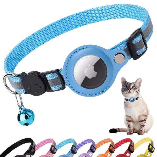 Cat Collar, Cat Accessories Compatible with Apple airtag, Cat Collars quick release for Kitten and Small Dogs, GPS airtag Not Included ! (blue)