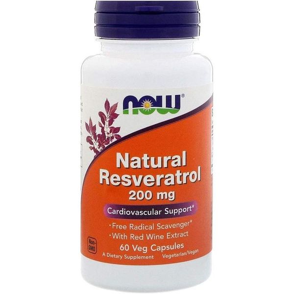 NOW Red Wine Extract Containing Natural Resveratrol 200mg Beg Capsules 60ea, Quantity, See Details