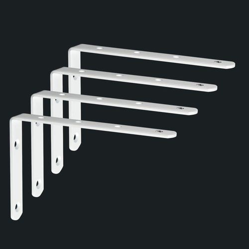 Sayayo Shelf Bracket Corner Brace Angle Bracket Shelf Support Wall Hanging 150mm*100mm, Stainless Steel White Finished, 4 Pcs, EJ6207W-4P