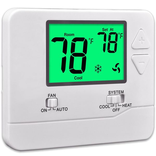 Suuwer Non-Programmable Thermostats for Home 1 Heat/1 Cool - (Green)