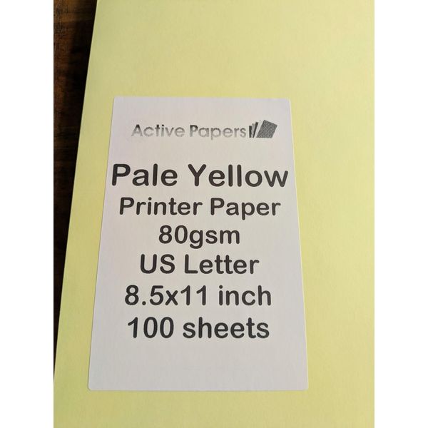 Yellow Printer Paper 80gsm 8.5x11 inch 100 Sheets US Letter Size