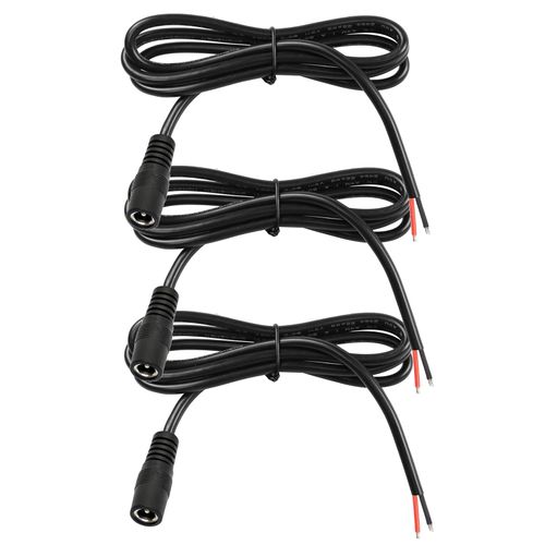 EAHOSUCC 3PCS 1M/3.3FT 22AWG DC Power Pigtail Barrel Plug 2.1mm x 5.5mm Female Connector，3A 5521 DC Female Plug to Bare Wire Open End for CCTV Security Camera, DC Supply Repair Adapter