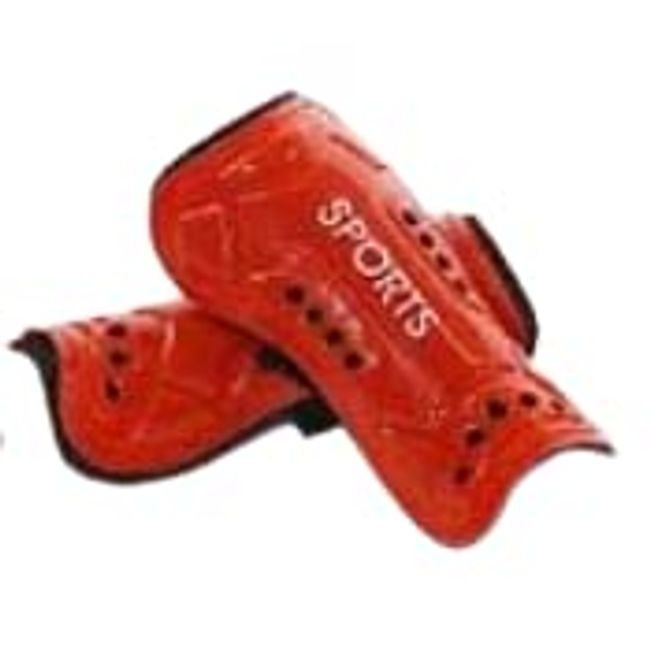 grepo Legers Soccer Junior Kids Shin Guard Futsal Velcro Red