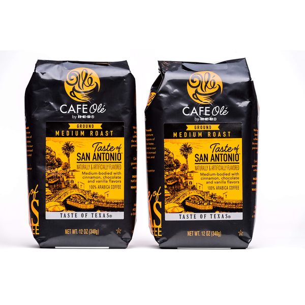 HEB Cafe Ole Ground Coffee 12 Oz Bag (Pack of 2) (Taste of San Antonio)