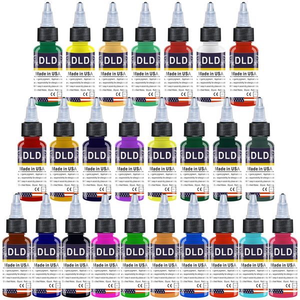 All Purpose Tattoo Ink 25 Base Color Set Tattoo Supplies Professional Tattoo Pigment Body Color 0.5 Oz (15 Milliliters)