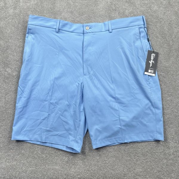Walter Hagen P11 Men's Golf Shorts Size 42 Blue Flat Front Hydrodri Stretch