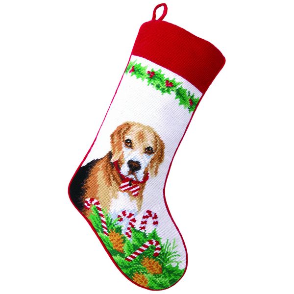 Peking Handicraft Beagle Needlepoint Stocking, 11x18