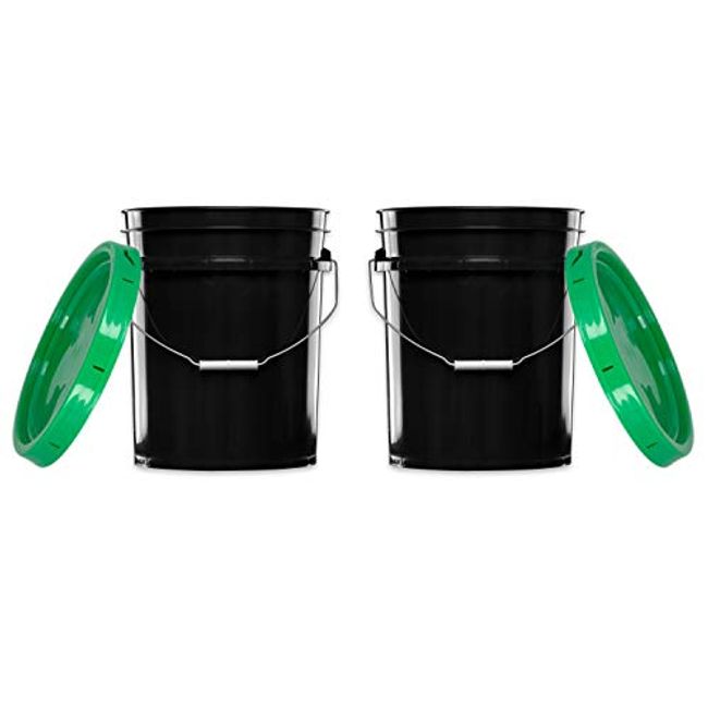 5 Gallon White Bucket & Lid - Durable 90 Mil All Purpose Pail - Food Grade - BPA Free Plastic 
