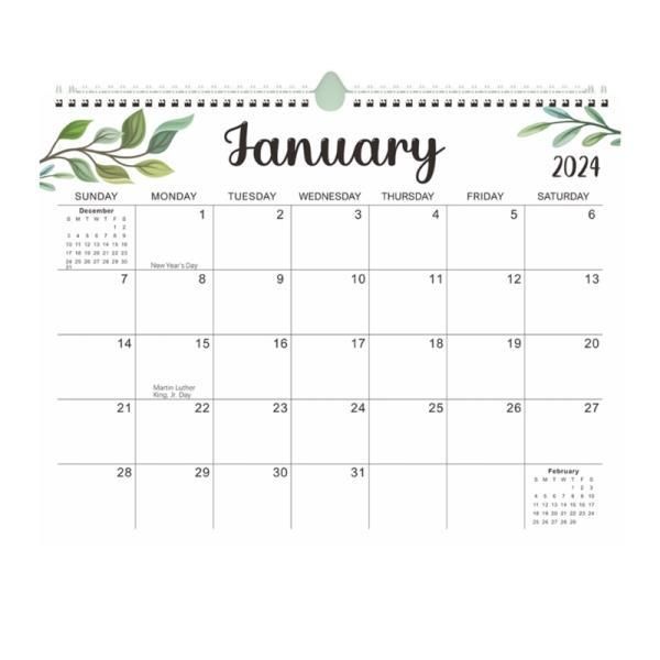 DXAB 2024 Wall Calendar Wired Monthly Calendar (January 2024 - June 2025) with Holiday Overview for Family Office