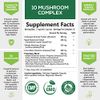 Mushroom Supplement - 10 Mushroom Complex - Lions Mane, Reishi, Turkey Tail, Chaga, Cordyceps, Shiitake, & Maitake - Nootropic Brain Supplement, Memory, Focus, & Imumune Health Support - 120 Capsules
