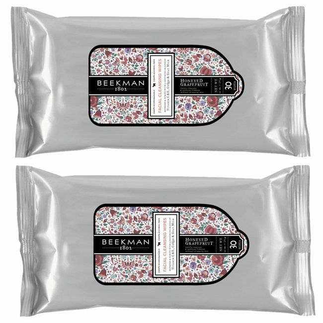 Beekman 1802 Facial Cleansing Wipes Pure Goat Milk - Honeyed Grapefruit, 2 Pack