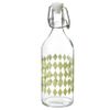 Bottle with stopper, clear glass/patterned light yellow, 0.5 l