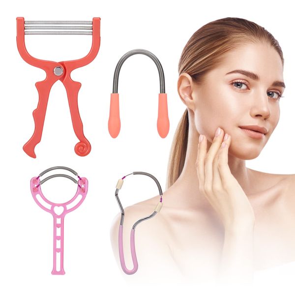 Spring Hair Remover - 4 Pack Stainless Steel Spring Epilator - Facial Hair Remover for Women Face, Chin Hair, Upper Lip Hair, Women Mustache