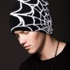 Unisex Spider Web Black Knit Stretch Beanie Hat