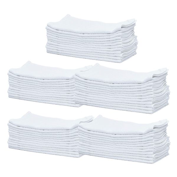 Pacific Linens 60-Pack White 100% Cotton Towel Washcloths, Durable, Lightweight, Commercial Grade and Ultra Absorbent