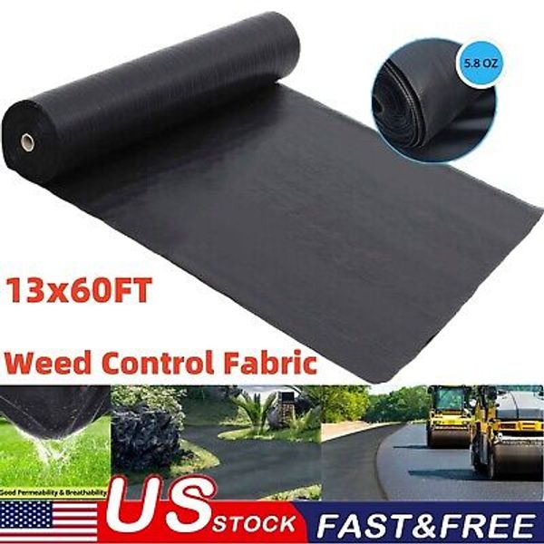 13x60FT Heavy Duty Weed Barrier Fabric Woven Earth Ground Cover 5.8OZ Landscape