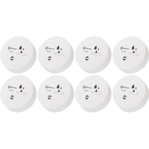 Geevon 8 Pack Water Leak Detectors, 100dB Water Sensor Alarms Flood Detector for Basements, Bathrooms, Laundry Rooms, Kitchens, Garages, and Attics, Water Alarms Battery-Operated (Battery Included)