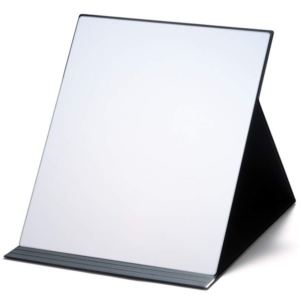 Napure Folding Mirror, LL, Black, Folding Mirror, Cosmetic Mirror, Tabletop Mirror, Compact, Slim, Makeup Mirror, Reflects Natural Skin Tone, Made in Japan