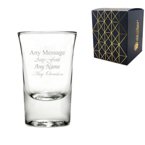 Personalised Engraved 35ml Hot Shot Slammer Shot Glass, Personalise with Any Message for Any Occasion, Stylize with a Variety of Fonts, Laser Engraved, Gift Box Included