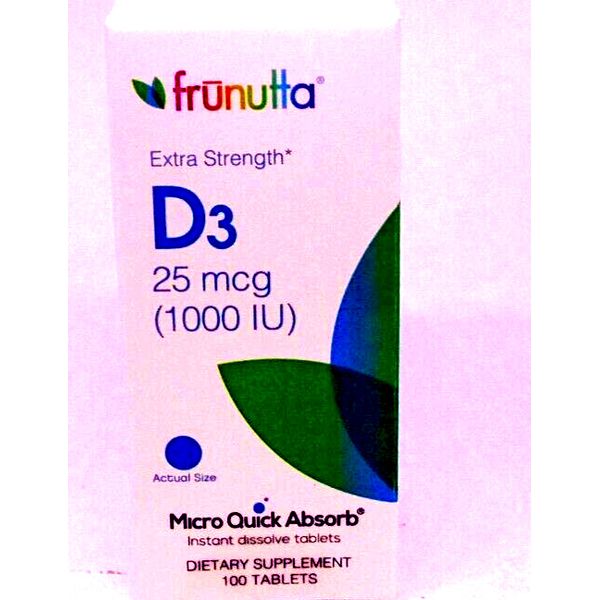 2 BOXES Frunutta D3 25 mcg 1000 iu Micro Quick Absorb - 200 Dissolve Tablets