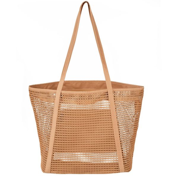 Tibroni Strandtasche Groß Beach Tote Bag mit Reißverschluss Damen Shopper Badetasche Netztasche Faltbare mit Wasserdichte Innentasche, Einkaufsnetz Umhängetasche für Familie Strand Picknick Reise