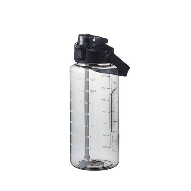 2000ml Sports Water Bottle With Time Marker Women's Cup With Straw