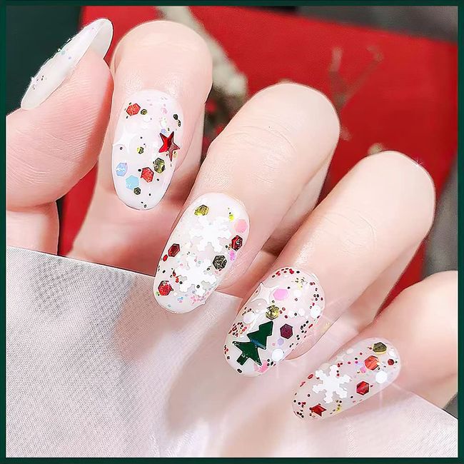 12 Colors Pink White Snowflake Nail Sequin 1 Box Holographic