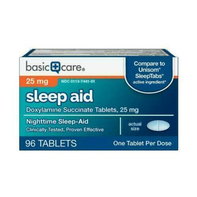 Basic Care Sleep Aid, Doxylamine Succinate Tablets, 25 mg, 96 Count 11/24