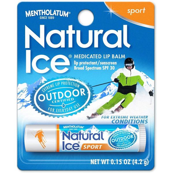 Mentholatum (R) Natural Ice (R) Sport Broad Spectrum SPF 30 Medicated Lip Balm - 12 Pack of 4.5 g Tubes