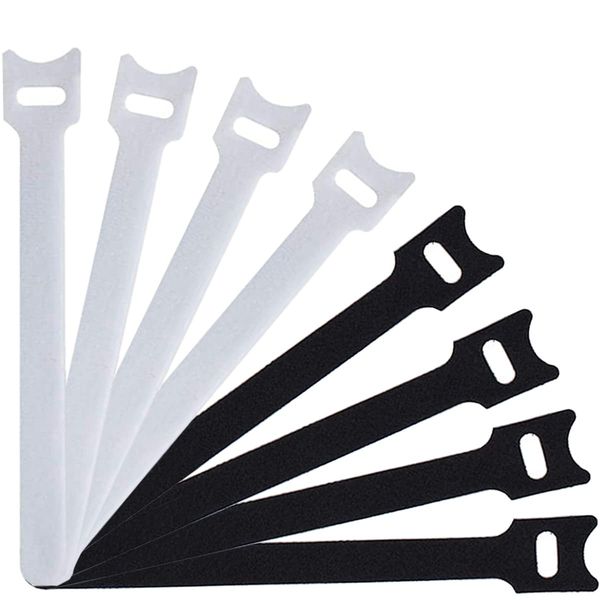 MAKEIIT 100 Pcs 7.9 inches (200 mm) Zip Ties Black White Cable Ties 7.9 inches (20 cm) Zip Ties 7.9 inches (20 cm) Repeat