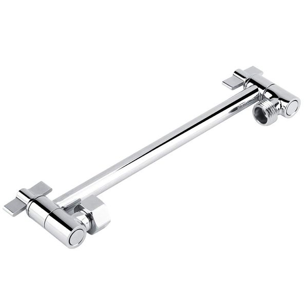 Adjustable Shower Head Extension Arm 10 Inch Brass Shower Arm Extender Hardware Brushed Nickel Wall Mount for Bathroom Shower Head