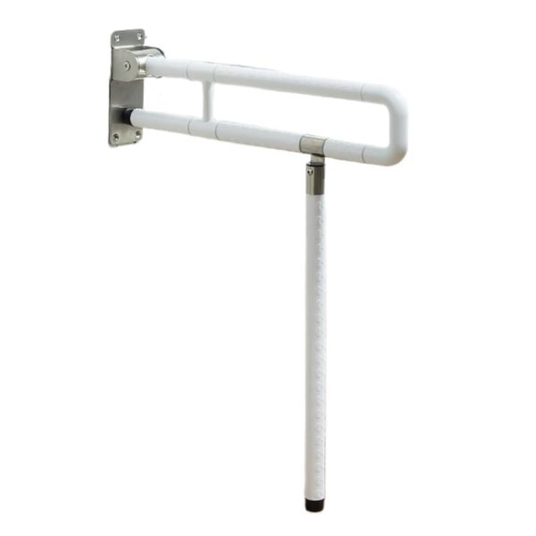 Toilet Handrail Toilet Safety Handrail Non-Slip Folding Flip Up Stainless Steel Grab Bar Bathroom Support Handle Handrail for Elderly Toilet Wall Mounted Non-Slip Handrail (75cm, White - with Support)