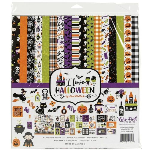 Echo Park Paper Company Love Halloween Collection Kit, Orange, Black, Purple, Green , 12-x-12-Inch