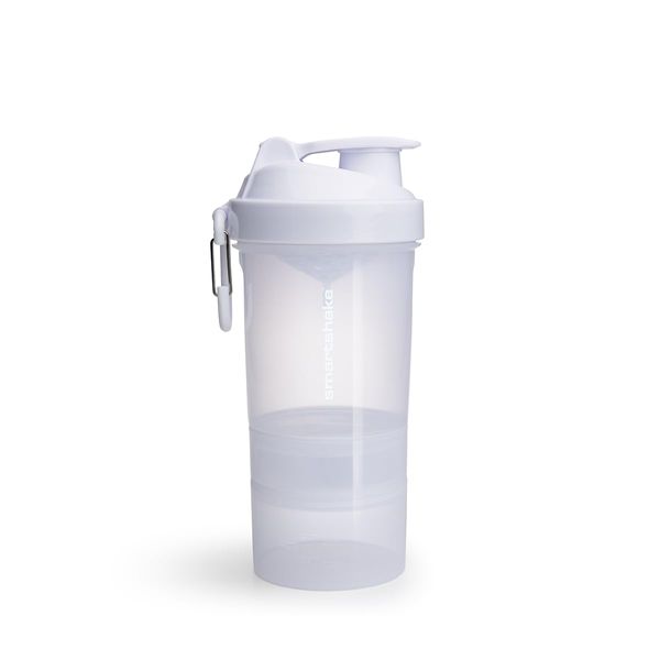 Smarsthake Original2GO Pure White - Protein Shaker mit Pulverfach, Sportflasche spülmaschinenfest, bpa frei