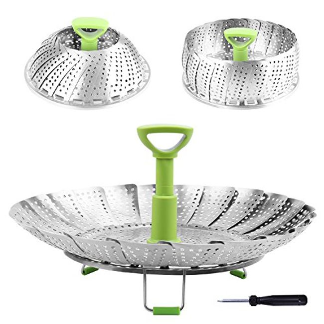 Expandable Stainless Steel Steamer Basket Vegetable Collapsible Steam  Cooking Insert for Steaming food