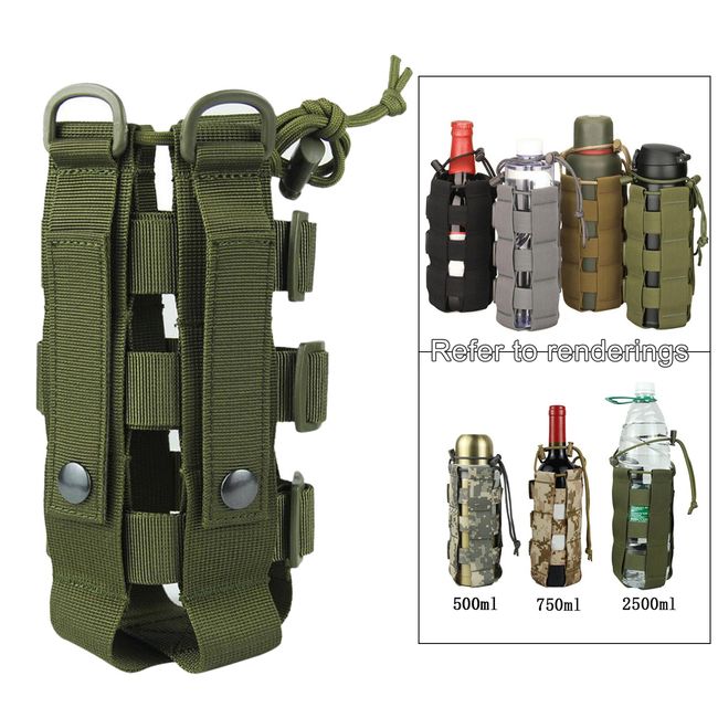 Sports Water Bottles Pouch Bag Tactical Drawstring Molle Bottle