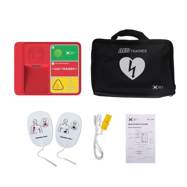 AED Trainer, Defibrillator Training Set CPR Trainer Device, English, French, Spanish, and Brazilian Portuguese Voice Prompts, 5 Different Scenarios, First Aid Defibrillator Trainee AED (XFT 120N)