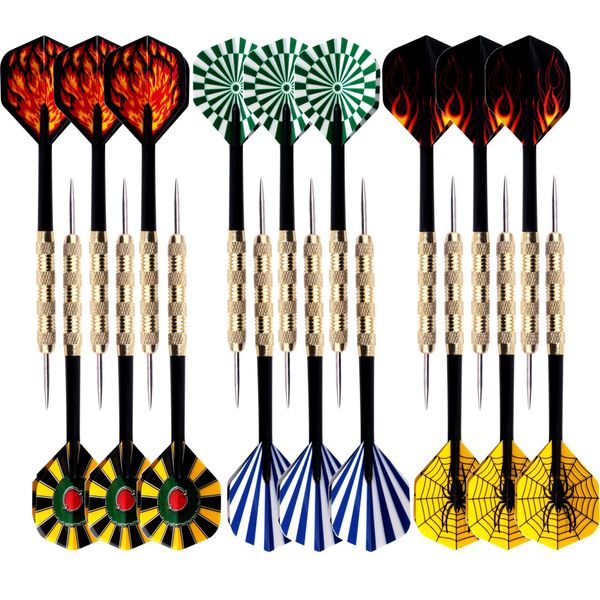 MAXMAU Steel Tip Darts Set,Professional Darts Metal Tip,Metal Darts for Dartboard,18 pcs