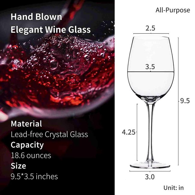 Red Wine Glasses Set of 4-28Oz Large Wine Glasses Hand Blown  Crystal-Clearer,Lig