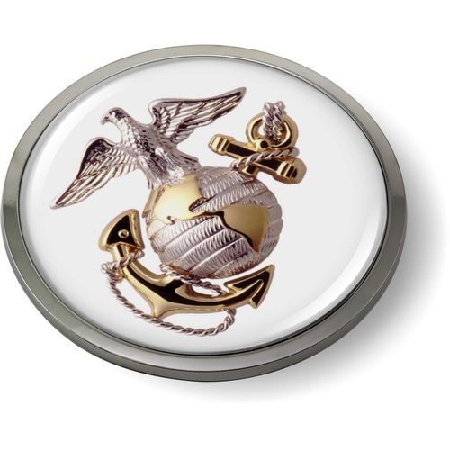 BestLicensePlateFrames - The Eagle, Globe, and Anchor US Marine Corps 3D Domed CAR Emblem Badge Sticker Chrome Metal Bezel - Official U.S. Marine Corps Licensed Product