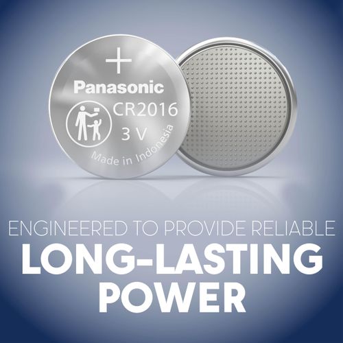 Panasonic CR2016 3.0 Volt Long Lasting Lithium Coin Cell Batteries in Child Resistant, Standards Based Packaging, 4-Battery Pack